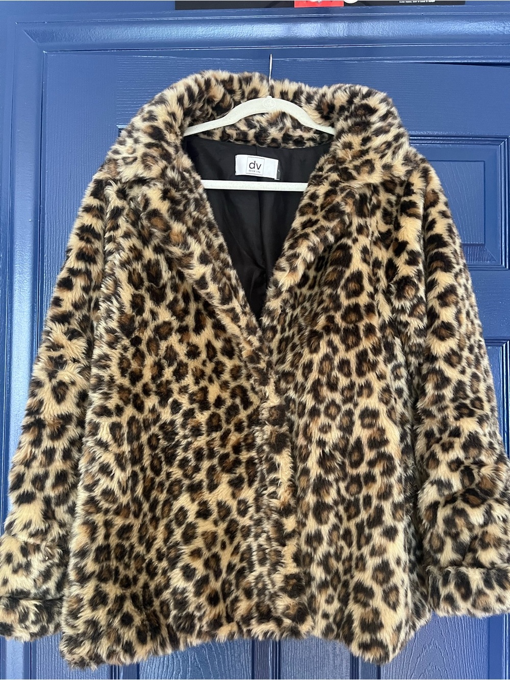 Dolce Vita Faux Fur Leopard Print Coat Jacket Size L